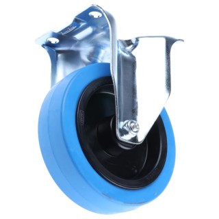 Tente Fixed Castor Wheel, 250 kg Load Capacity, 125 mm Diameter, Rubber Tread, Roller Bearing Hub 3478UFR125P62BLUE