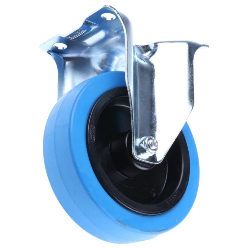 Tente Fixed Castor Wheel, 250 kg Load Capacity, 125 mm Diameter, Rubber Tread, Roller Bearing Hub 3478UFR125P62BLUE