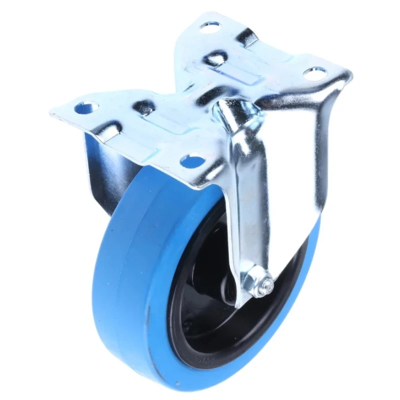 Tente Fixed Castor Wheel, 250 kg Load Capacity, 125 mm Diameter, Rubber Tread, Roller Bearing Hub 3478UFR125P62BLUE