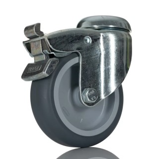Tente Swivel Castor, 75 kg Load Capacity, 75 mm Polypropylene Wheel, Pressed Steel Frame, Zinc Chromated 2477PJO075P30-10