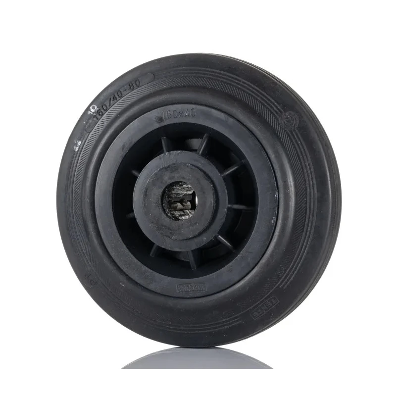 Tente Black Rubber Trolley Wheel 160mm Diameter 135kg Load Capacity PVR160-20LM58