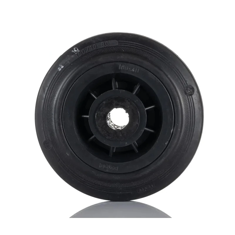 Tente Black Rubber Trolley Wheel 160mm Diameter 135kg Load Capacity PVR160-20LM58