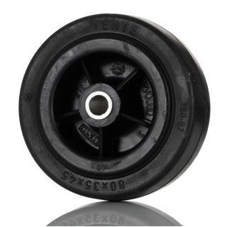 Tente Black Rubber Trolley Wheel, 70 kg Load Capacity, 80 mm Diameter, 35 mm Width, Plain Bore Hub PVO080-12LM44