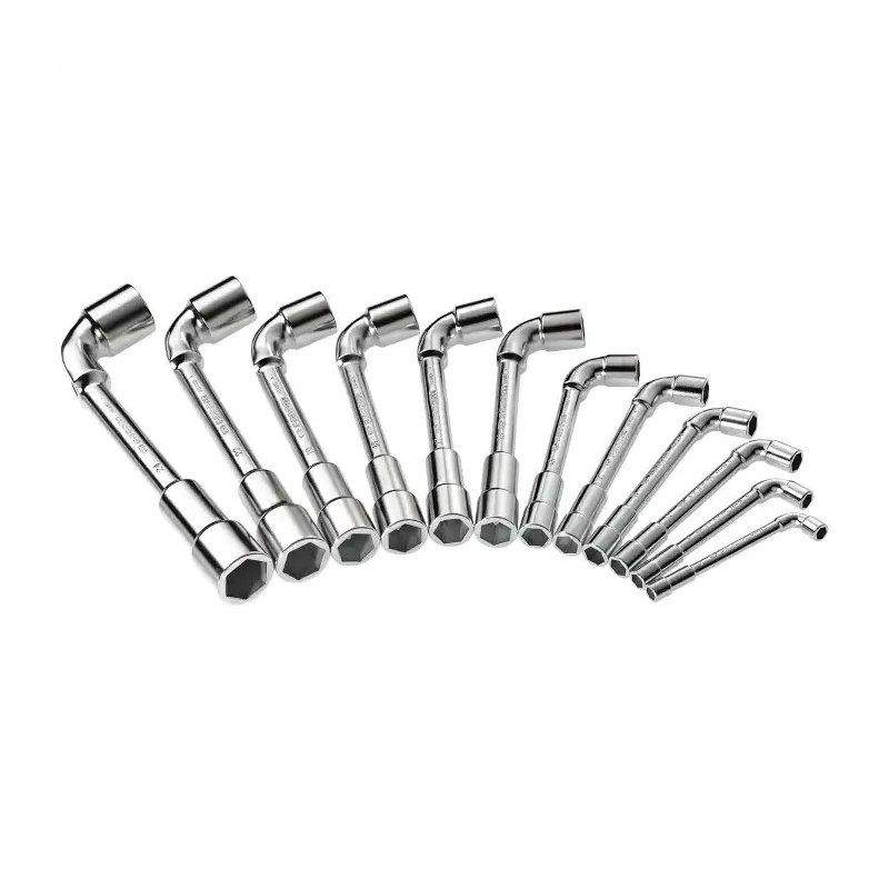 Facom Hexagon Tubular Box Spanner Set 12 Pieces, Sizes 7 to 24 mm, Chrome Vanadium Steel, Angle Open Socket Wrench 75.J12PB