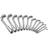Facom Hexagon Tubular Box Spanner Set 12 Pieces, Sizes 7 to 24 mm, Chrome Vanadium Steel, Angle Open Socket Wrench 75.J12PB