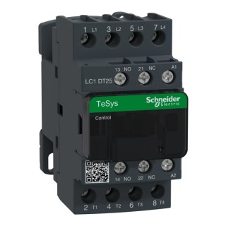 Schneider Electric LC1D Contactor, 24V AC Coil, 4-Pole, 25A Resistive Load, 1.56W Power Rating LC1DT25B7