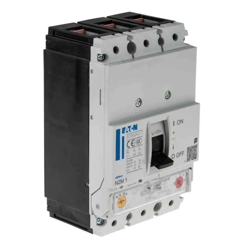 Eaton xEnergy NZM1 Molded Case Circuit Breaker 3-Pole 125A 440V AC Thermal Magnetic Tripping 25 kA Breaking Capacity NZM1