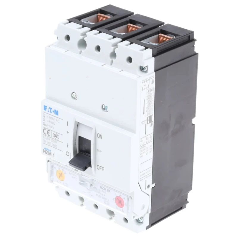 Eaton xEnergy NZM1 Molded Case Circuit Breaker 3-Pole 63A 25 kA Breaking Capacity DIN Rail NZM1