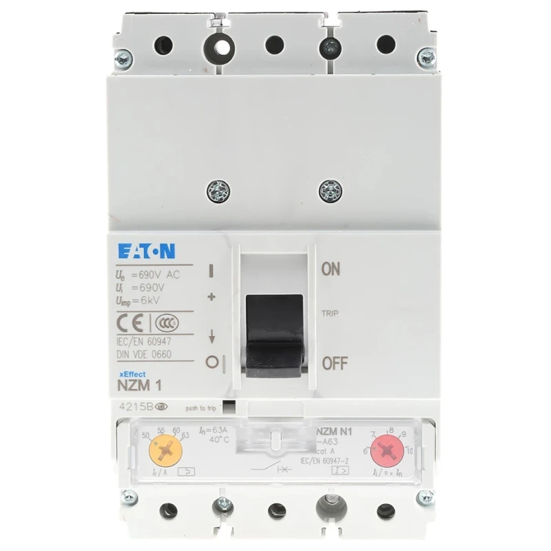 Eaton xEnergy Molded Case Circuit Breaker 3-Pole 63A Breaking Capacity 50 kA Fixed Mount 259083 NZMN1-A63