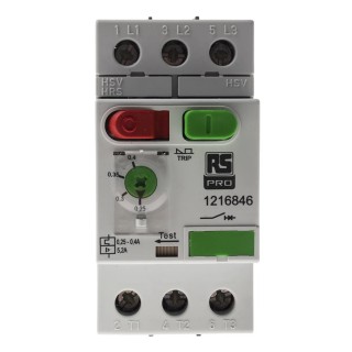 RS PRO Motor Protection Circuit Breaker 250mA 400mA 690V Thermal Magnetic Release 3 Poles MS32 Series 121-6846