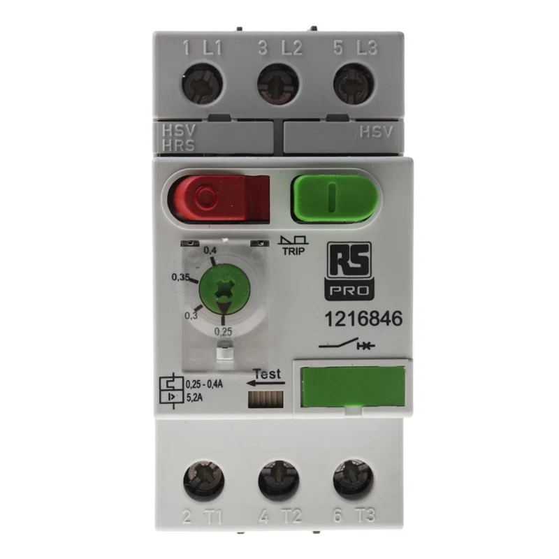 RS PRO Motor Protection Circuit Breaker 250mA 400mA 690V Thermal Magnetic Release 3 Poles MS32 Series 121-6846