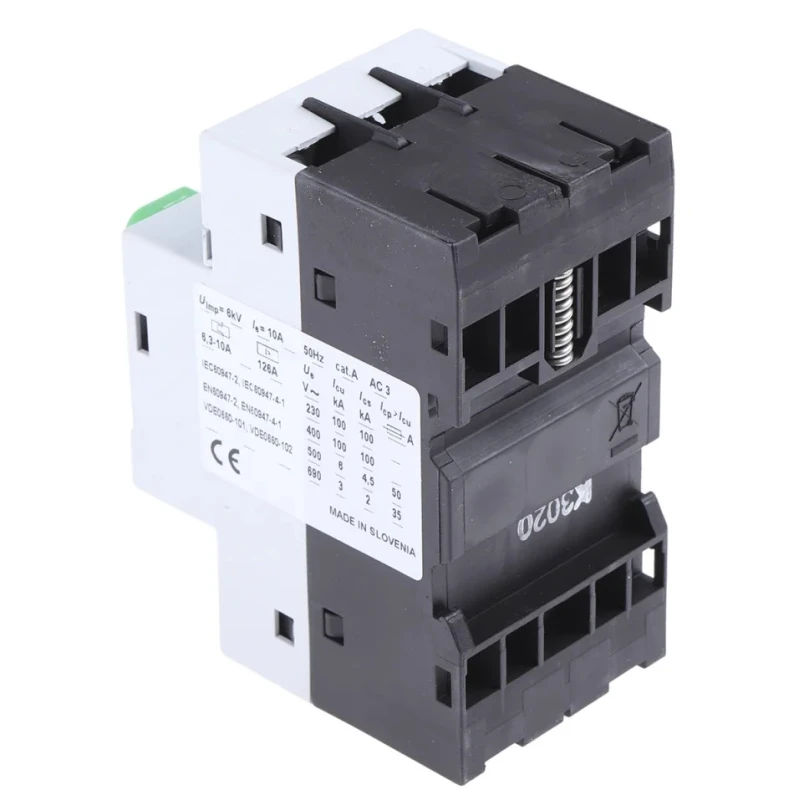 RS PRO Motor Protection Circuit Breaker 10A, 6.3A Current Rating, 690V Supply Voltage, 3 Poles, IP20/IP40, -25°C to 121-6853