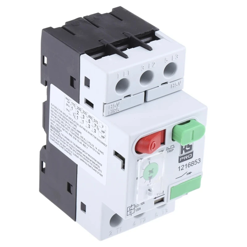 RS PRO Motor Protection Circuit Breaker 10A, 6.3A Current Rating, 690V Supply Voltage, 3 Poles, IP20/IP40, -25°C to 121-6853