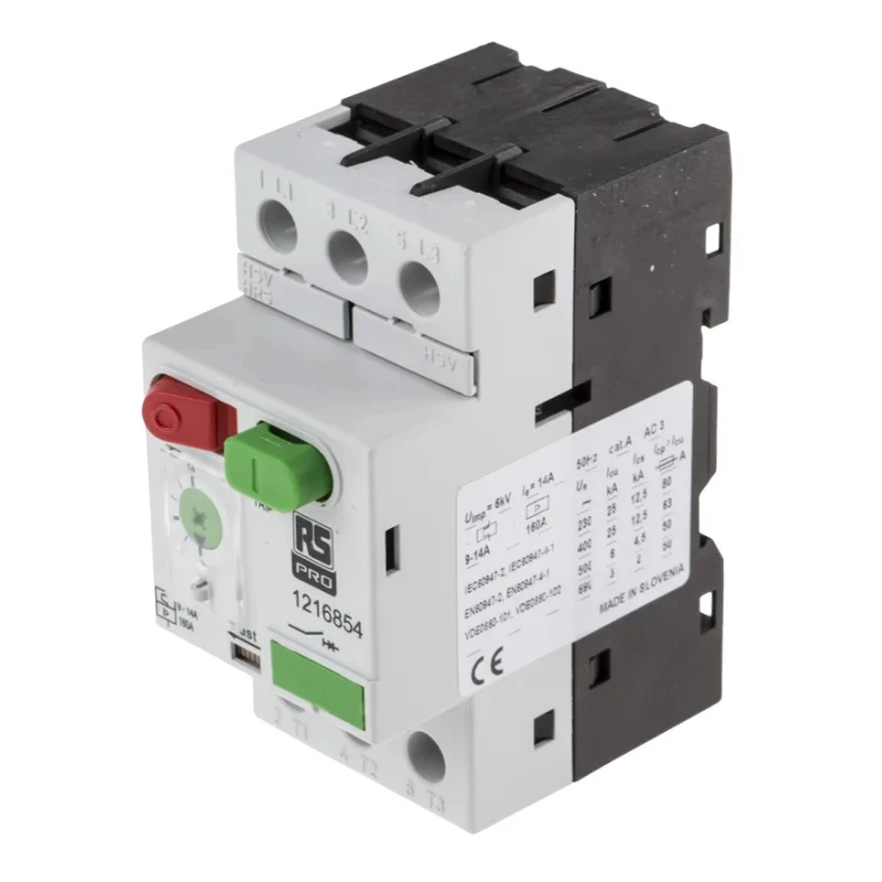 RS PRO Motor Protection Circuit Breaker 14A, 9 A, 690V, IP20/IP40, 3 Poles, -25°C to 60°C, Series MS32 121-6854