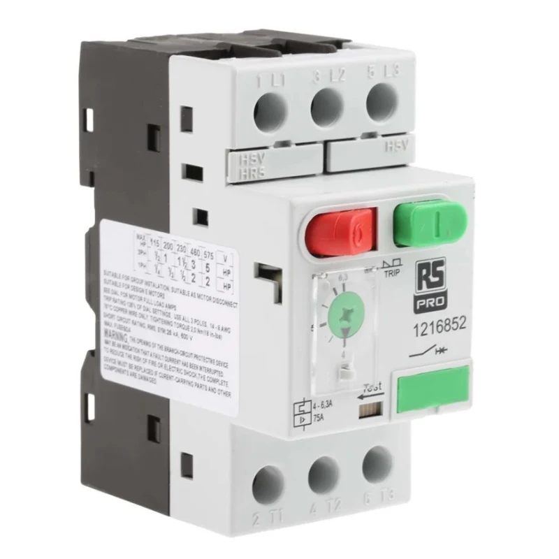 RS PRO Motor Protection Circuit Breaker 4A to 6.3A, 690V, 3 Pole, IP20/IP40, -25°C to 60°C 121-6852