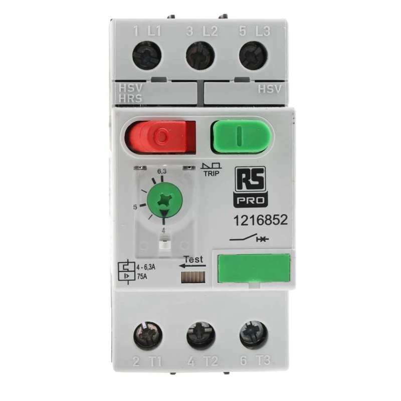 RS PRO Motor Protection Circuit Breaker 4A to 6.3A, 690V, 3 Pole, IP20/IP40, -25°C to 60°C 121-6852