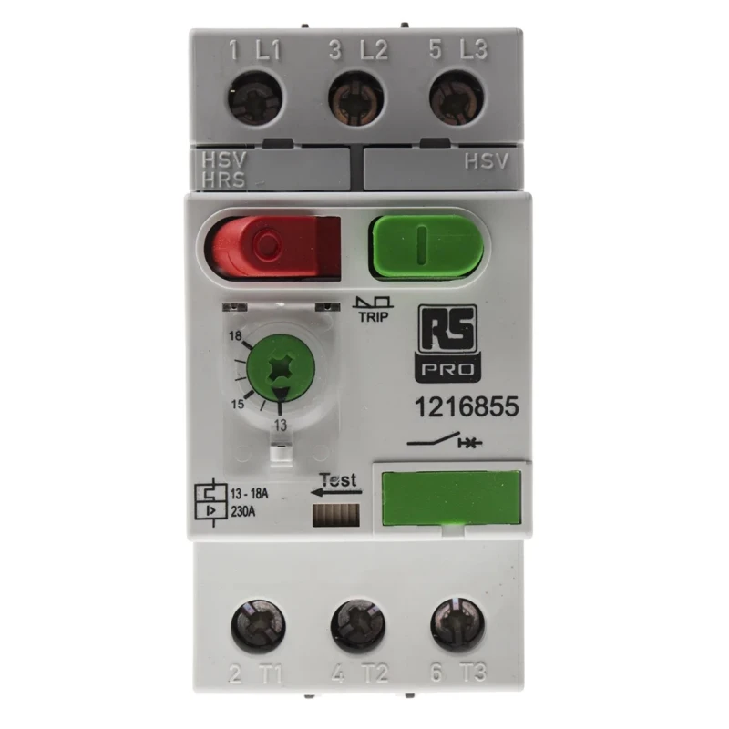 RS PRO Motor Protection Circuit Breaker 13A, 18A Current Rating, 690V Supply Voltage, 3 Poles, IP20 IP40 Rated 121-6855