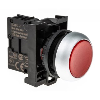 Eaton RMQ Titan M22 Series Red Momentary Push Button Head, 22 mm Cutout Diameter, IP69K 78639207 M22-DL-R+M22-A+M22-LED-R