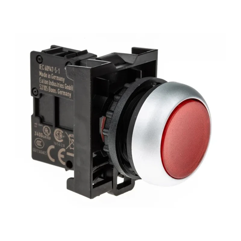 Eaton RMQ Titan M22 Series Red Momentary Push Button Head, 22 mm Cutout Diameter, IP69K 78639207 M22-DL-R+M22-A+M22-LED-R