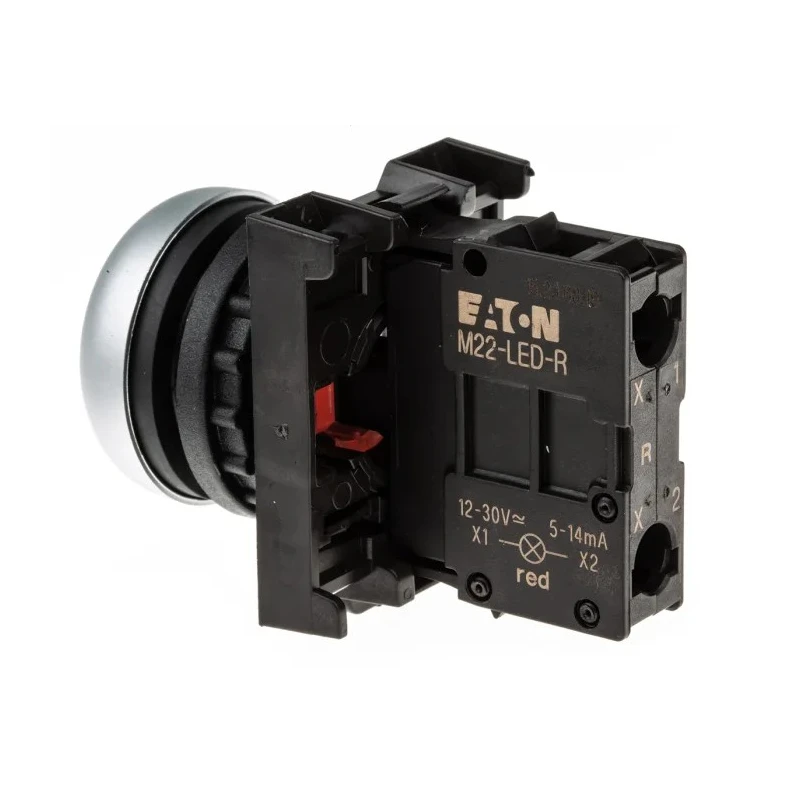 Eaton RMQ Titan M22 Series Red Momentary Push Button Head, 22 mm Cutout Diameter, IP69K 78639207 M22-DL-R+M22-A+M22-LED-R