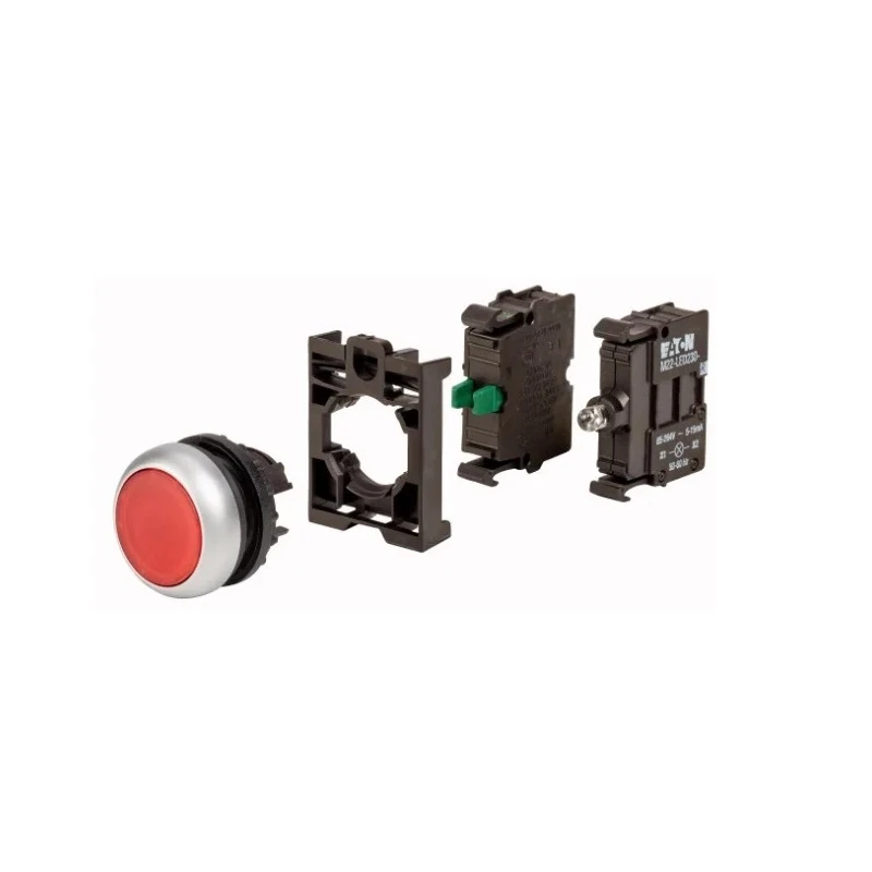 Eaton RMQ Titan M22 Series Red Momentary Push Button Head, 22 mm Cutout Diameter, IP69K 78639207 M22-DL-R+M22-A+M22-LED-R