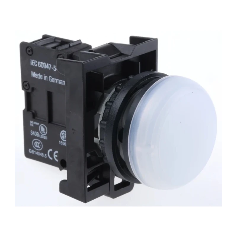 Eaton Flush White LED Pilot Light RMQ Titan M22 22 mm Cutout 12 V 30 V AC/DC IP69K Round 78639220 M22-L-W+M22-A+M22-LED-W
