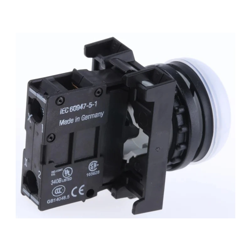Eaton Flush White LED Pilot Light RMQ Titan M22 22 mm Cutout 12 V 30 V AC/DC IP69K Round 78639220 M22-L-W+M22-A+M22-LED-W