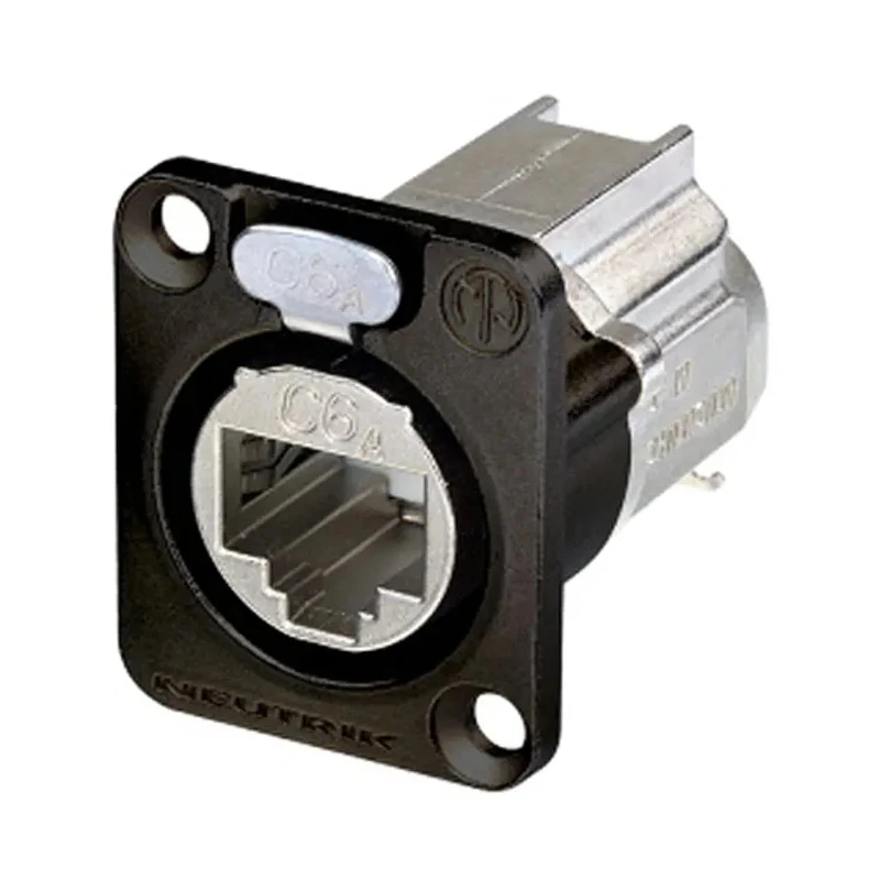 Neutrik EtherCon Cat6a D Shape IDC Connector Panel-Mount Cover Black Die Cast Zinc 