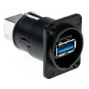 Neutrik USB 3.0 Feed Through Gender Changer Black Nickel NAUSB3