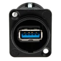 Neutrik USB 3.0 Feed Through Gender Changer Black Nickel NAUSB3