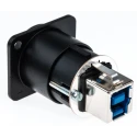 Neutrik USB 3.0 Feed Through Gender Changer Black Nickel NAUSB3