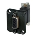 Neutrik D-Sub Adapter 15-Way D-Sub Female to Female Panel Mount Nickel Plated Brass Contacts NADB15FF-B