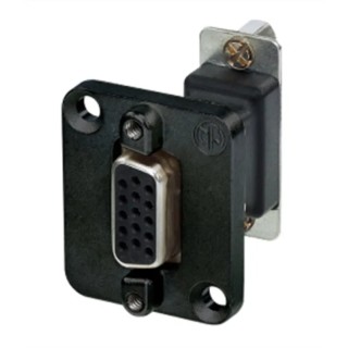 Neutrik D-Sub Adapter 15-Way D-Sub Female to Female Panel Mount Nickel Plated Brass Contacts NADB15FF-B