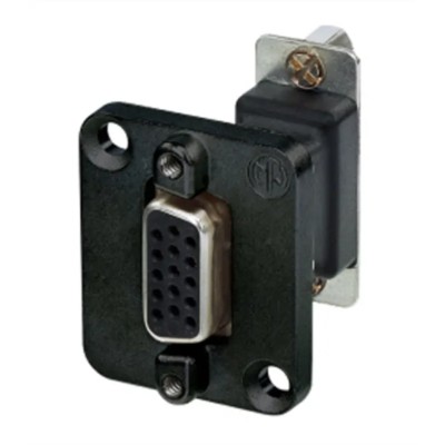 Neutrik D-Sub Adapter 15-Way D-Sub Female to Female Panel Mount Nickel Plated Brass Contacts NADB15FF-B