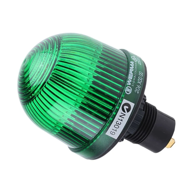 Werma EM 206 Series Green Beacon 48V AC/DC Steady Panel Mount LED and Incandescent Bulb IP65 