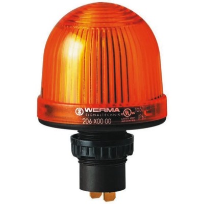 Werma EM 208 Series Yellow Xenon Bulb Flashing Beacon 48V AC Panel Mount IP65 208.300.68