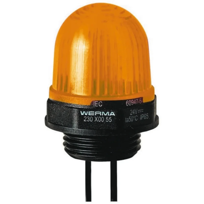 Werma Yellow LED Panel Beacon 230V DC Steady Light, IP65, ABS and Polycarbonate Housing 230.300.55