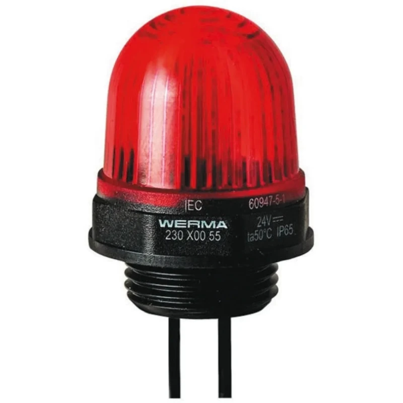 Werma Red Beacon Panel Mount LED Steady Light Effect 230V ac 20mA IP65 EM 230 Series 230.100.68