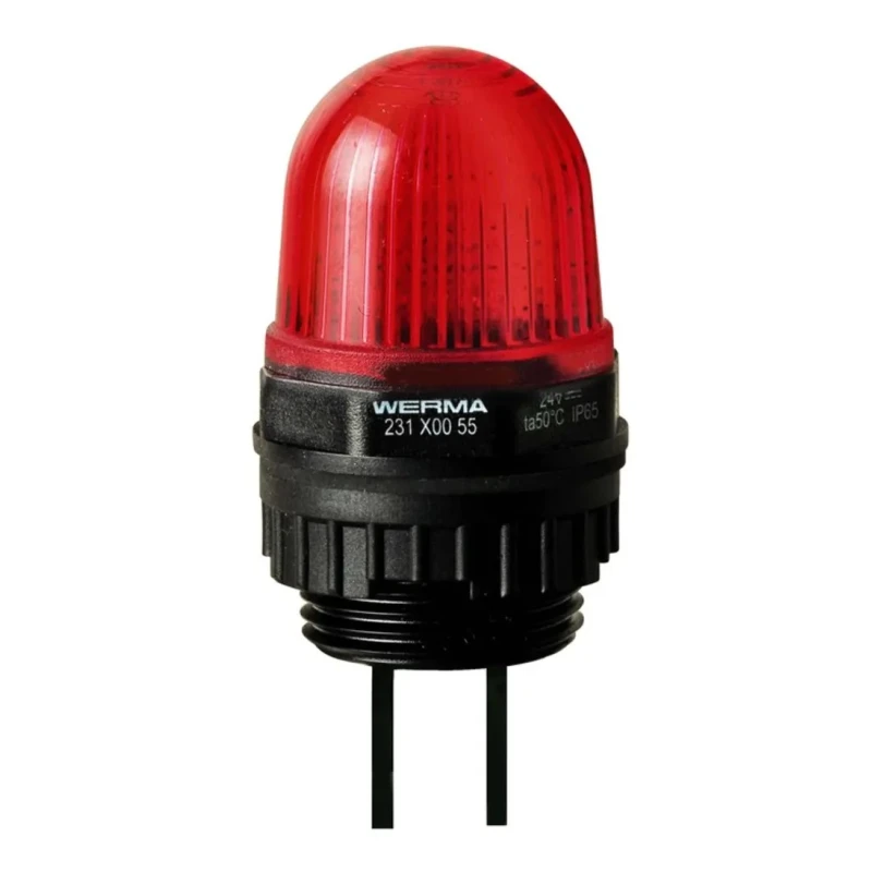 Werma Red Beacon Panel Mount 24V DC Steady LED Light IP65 EM 231 Series 231.100.55