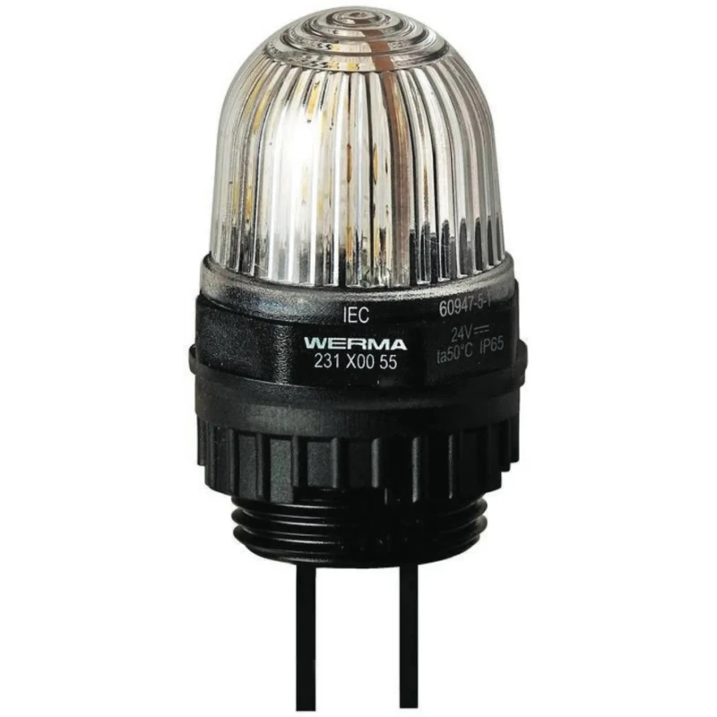 Werma EM 231 Series White Beacon LED 24V DC Steady Light Effect IP65 231.400.55