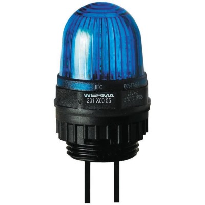 Werma EM 231 Series Blue Beacon 230V DC Steady Panel Mount LED Bulb IP65 231.500.55