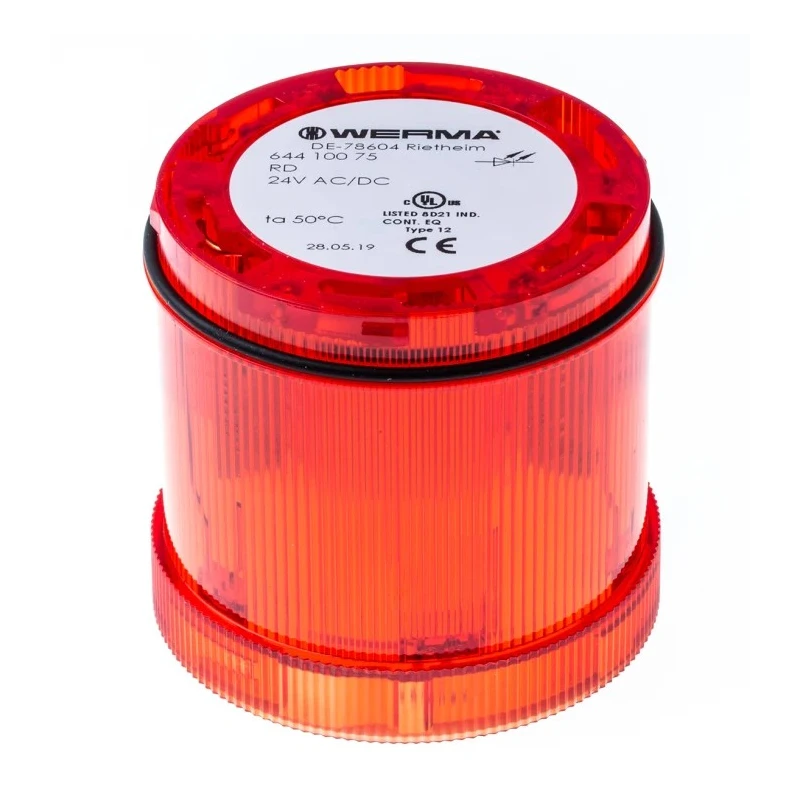 Werma KombiSIGN 71 Series Red Steady Effect Beacon Unit, LED Bulb 24V AC/DC, IP65 IP65