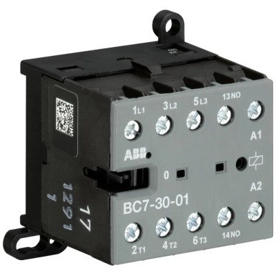 ABB BC7 Series 3-Pole Contactor 24V DC Coil, 20 A, 5.5 kW, Motor Control, DIN Rail Mount GJL1313001R8011 - BC7-30-01-1.4-81