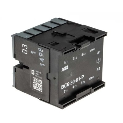ABB B Series Contactor, 24V DC Coil, 3-Pole, 6 A, 4 kW, 690V AC, Motor Control BC6-30-01-P01