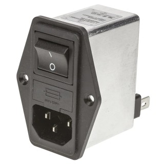 Schaffner 250V AC 2A Panel Mount IEC Filter Male 2 Pole 2 Fuse Faston FN284B-2-06