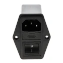 Schaffner 250V AC 6A Panel Mount IEC Filter Male 2 Pole 2 Fuse Faston FN284B-6-06