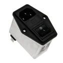 Schaffner 250V AC 6A Panel Mount IEC Filter Male 2 Pole 2 Fuse Faston FN284B-6-06