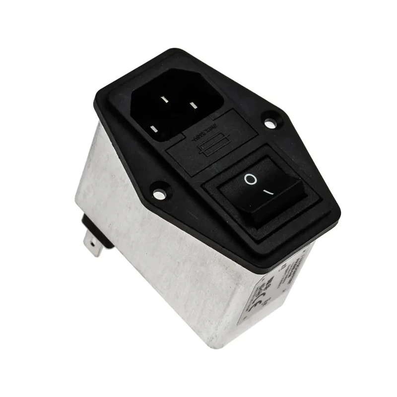 Schaffner 250V AC 6A Panel Mount IEC Filter Male 2 Pole 2 Fuse Faston FN284B-6-06
