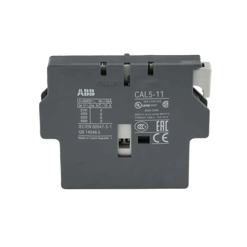 ABB Auxiliary Contact Block 2 Contacts 1 NO/1 NC CAL5 Side Mount 6A 690V 1SBN010020R1011