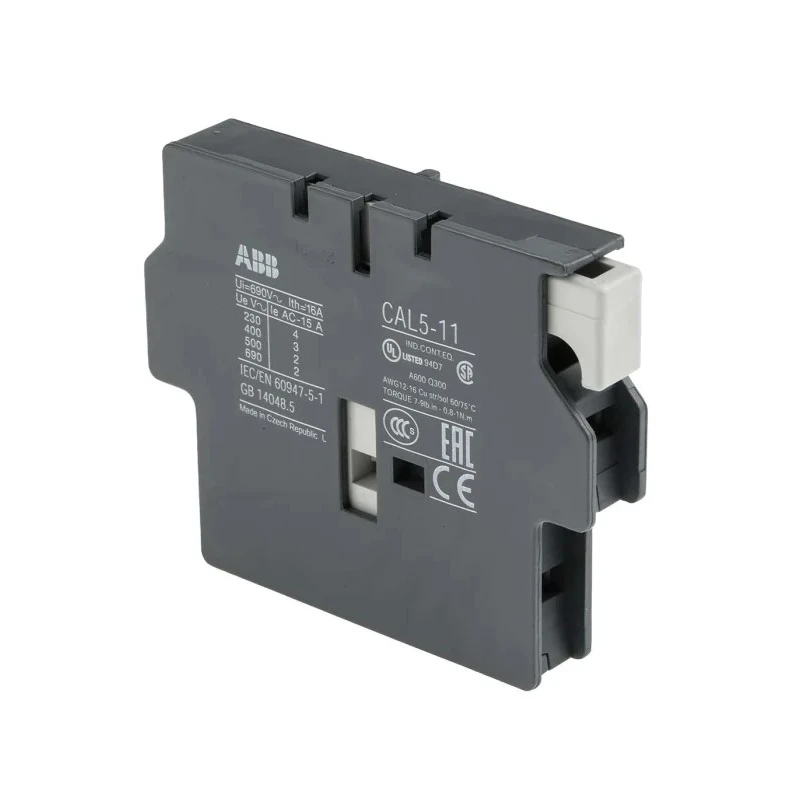ABB Auxiliary Contact Block 2 Contacts 1 NO/1 NC CAL5 Side Mount 6A 690V 1SBN010020R1011